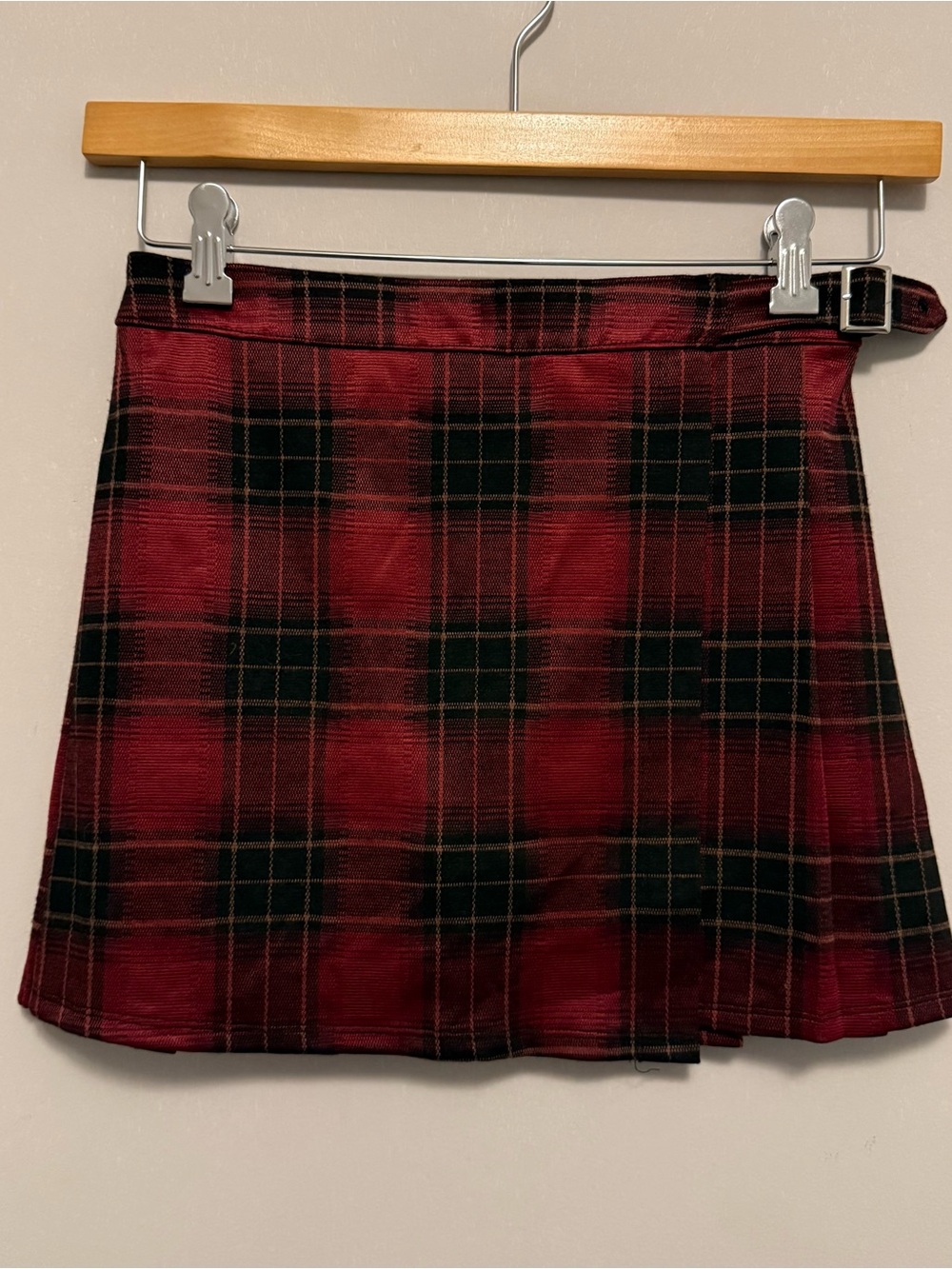 abercrombie kids Red and Black Plaid Mini Skirt with Buckle Big Girl